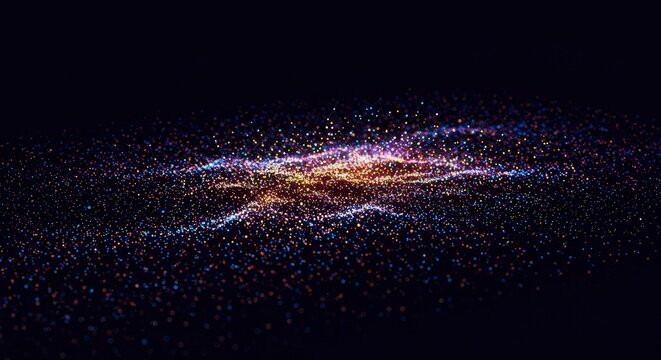Abstract Data Visualization: Glowing Points Scatter Plot - Data science, research, technology, analysis, visualization. Symbolizing innovation, discovery, connection, insights, and progress