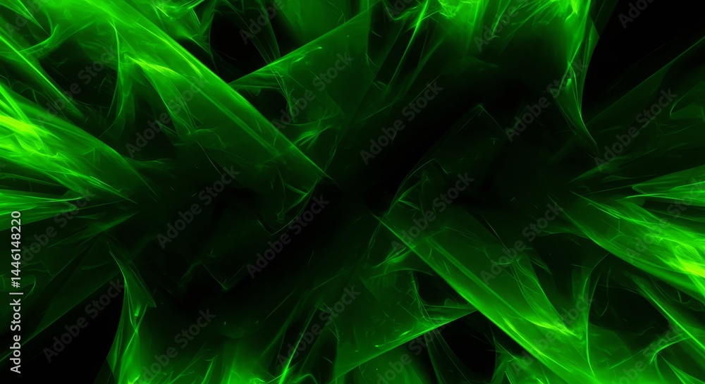 Poster abstract green energy flow - vibrant green energy swirls and flows, creating a dynamic and abstract 