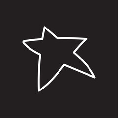 A white outlined star shape with five points on a solid black background in a simple illustration