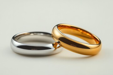 Elegant gold and silver wedding bands symbolize enduring love reflecting a bright future together