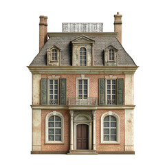 Fototapeta premium Elegant house with unique design against a clean transparent background showcasing its beauty, 18thcentury house isolated on transparent background