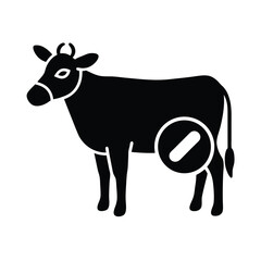 Cow Icon with Antibiotic Ban Symbol