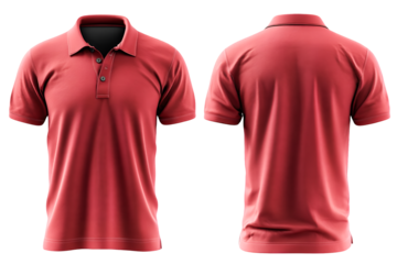 Red Polo Shirt Front and Back View Stylish Apparel Design
