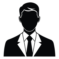 Black and White Silhouette of Professional Man in Suit and Tie, Business Attire