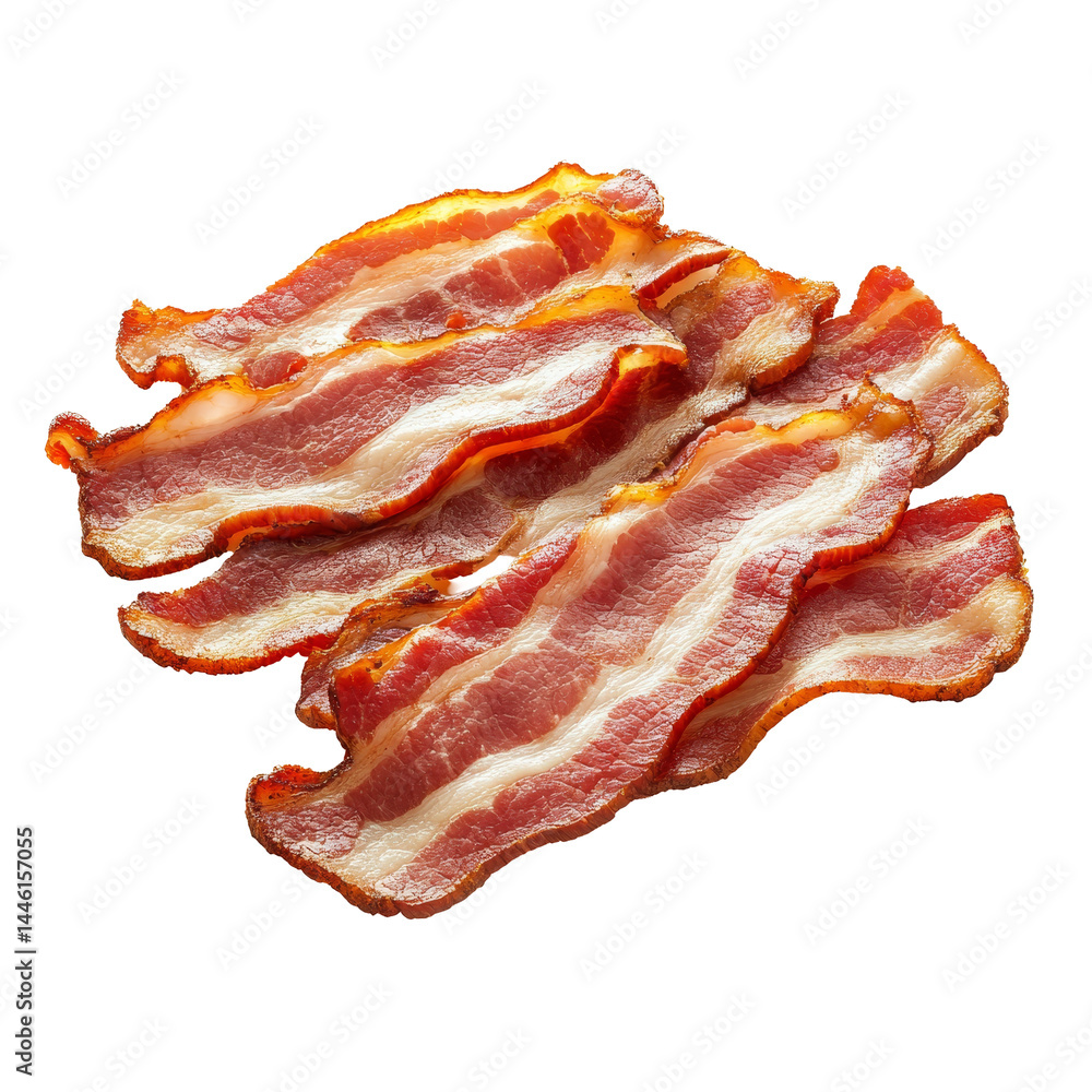 Aufkleber sliced bacon on a clean transparent background ready for culinary use or presentation in a delicious