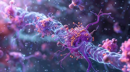 Clean D render of a transporter protein actively moving neurotransmitters across a membrane