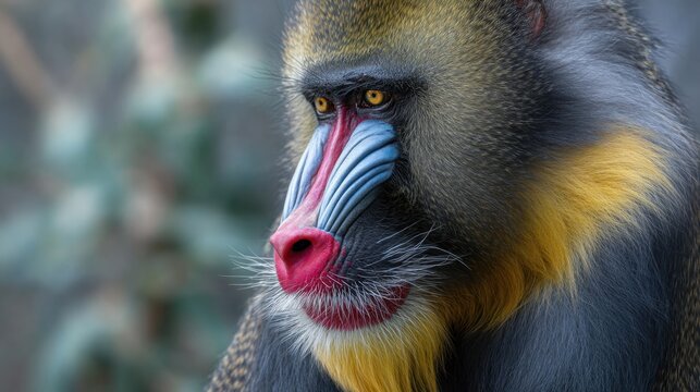 Mandrill Portrait: Vibrant Hues of Wild Primate Majesty