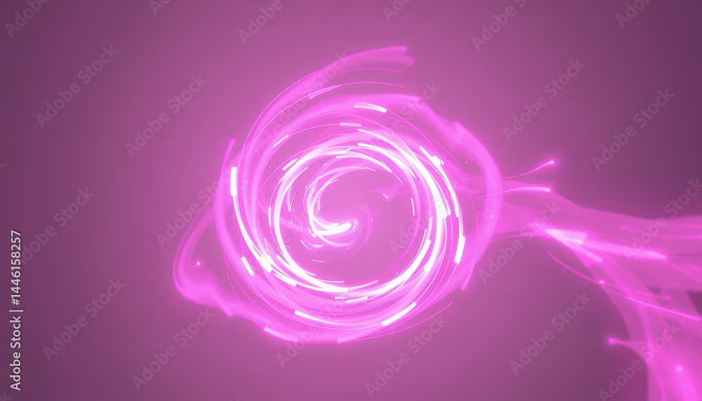 Poster pink glowing vortex swirls with dynamic energy particles abstract background illusion represents mod