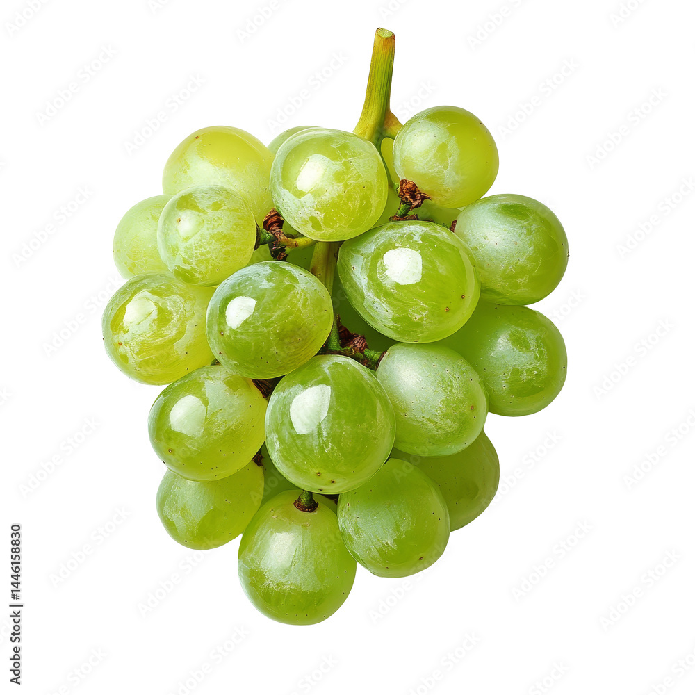 Poster fresh ripe green grape cluster isolated on transparent background ready for culinary use and healthy