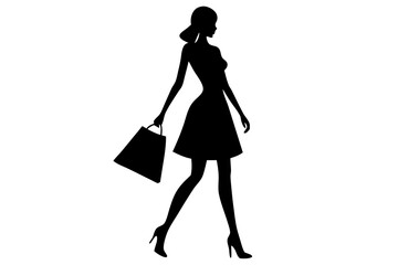 Stylish female silhouette design fashionable woman figure walking a stylish female, fashionable woman, stylish female figure, silhouette, walking, vector, fashion, style, design, model, black, white