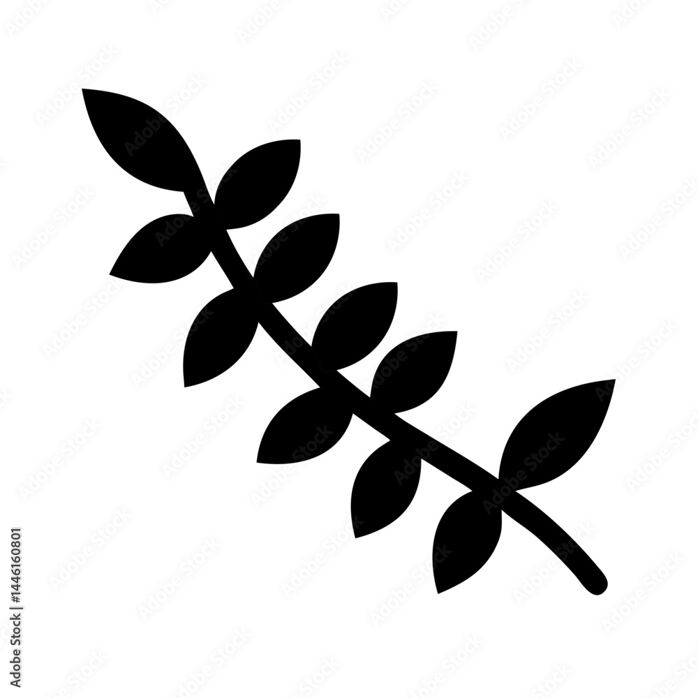 Poster vine with leaves silhouette design on transparent background for web and graphic design