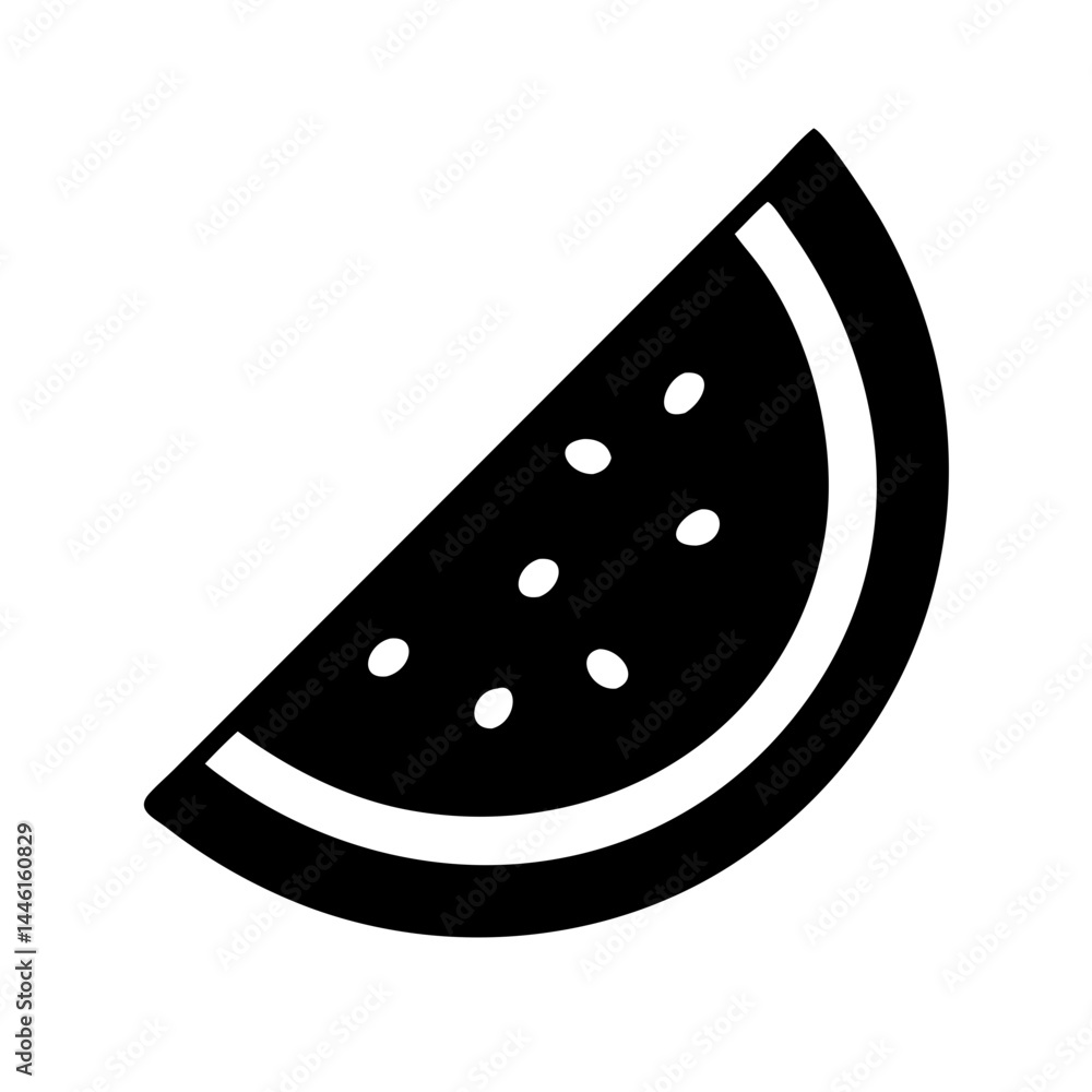 Poster watermelon slice silhouette on transparent background for web and graphic design