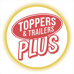 Toppers and Trailers Plus Logo Design,Red Oval Automotive Business Logo,Bold Trailer Dealer Logo Template,Vehicle Accessories Store Logo Design,Industrial Transport Logo Concept