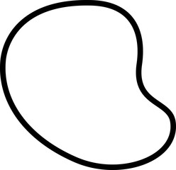 Black line drawing of an abstract organic shape with a fluid contour and floating appearance resembling a soft, freeform figure.