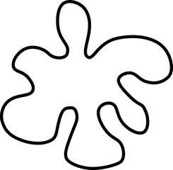 Black line drawing of an abstract organic shape with irregular protrusions and soft, flowing contours.