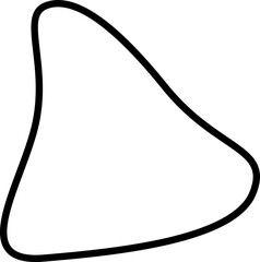 Black line drawing of an abstract organic shape with a rounded triangular form and smooth, fluid contours.