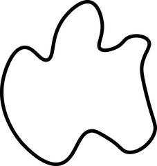 Black line drawing of an abstract organic shape with flowing, wavy lines and an irregular freeform outline.