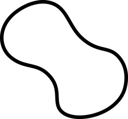 Freeform abstract shape with a fluid outline and natural curves, created with a continuous black line.
