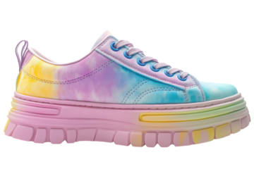 Pastel tie dye sneakers chunky sole rainbow platform stylish summer shoe bright colors comfy casual