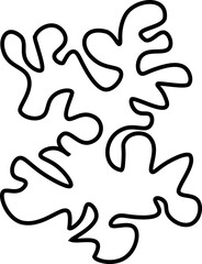 Obraz premium Black line drawing of a complex abstract shape with fluid protrusions and irregular contours.