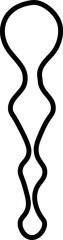 Black line drawing of an abstract shape with a drifting, fluid outline and natural curves.