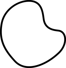 Abstract black line drawing of a rounded organic form with fluid, smooth edges.