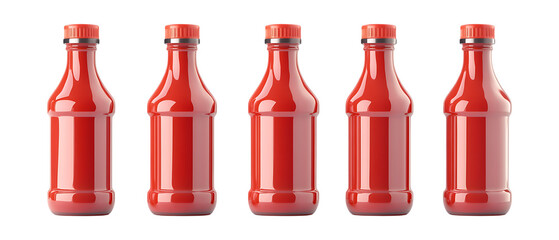 Pack of Ketchup Bottle Against Transparent Background for Food Packaging Design, Culinary Branding, or Condiment Promotion Projects