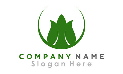 green leaf circle vector logo