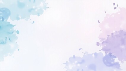 Obraz premium watercolor background in blue pink and purple colors, soft pastel color splash and blotches with fringe bleed painting in abstract clouds shapes with paper texture