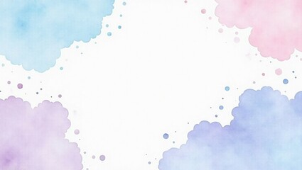 Obraz premium watercolor background in blue pink and purple colors, soft pastel color splash and blotches with fringe bleed painting in abstract clouds shapes with paper texture