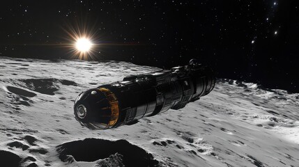 Futuristic spacecraft on the moon's surface