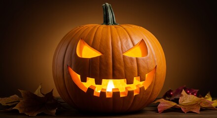 Glowing Jack-o'-lantern: Autumnal Halloween Pumpkin