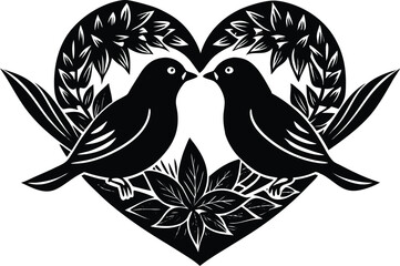 Obraz premium Silhouette Of Two Love Birds