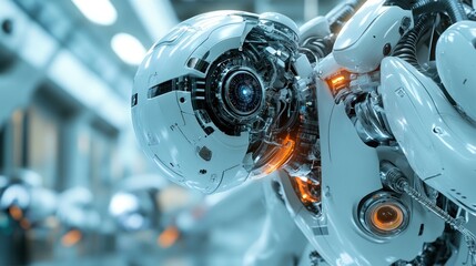 Fototapeta premium Advanced futuristic robot, intricate mechanical design