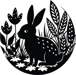 Obraz premium Small Bunny In Garden Silhouette