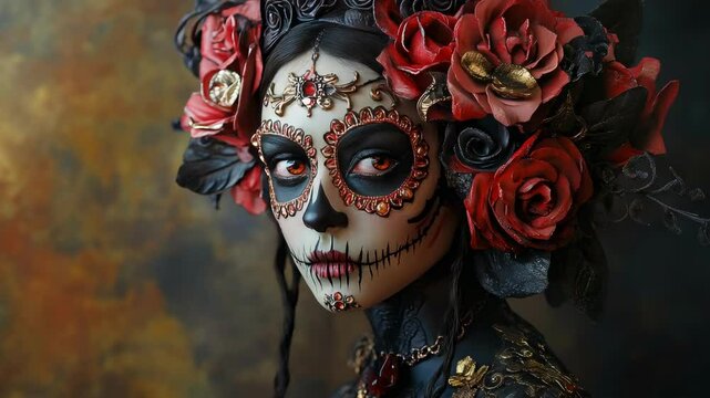 hispanic girl with calavera katrina makeup, Hispanic Heritage Month