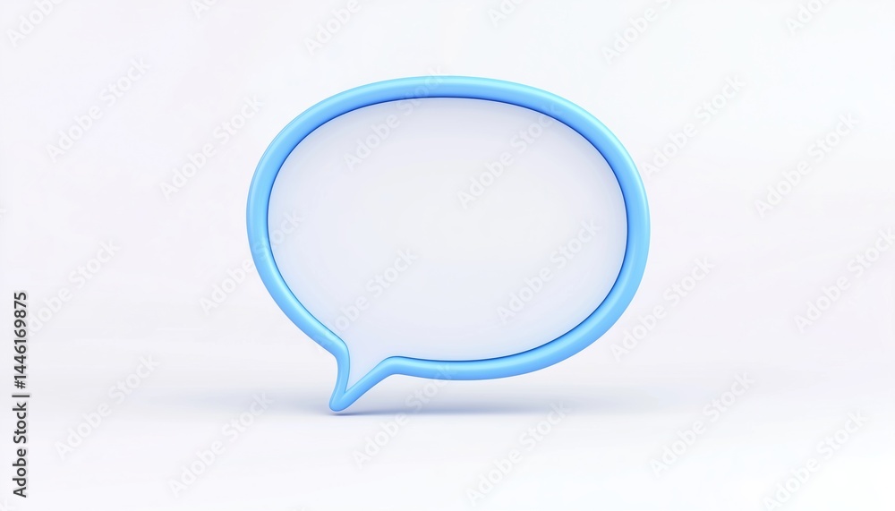 Poster white speech bubble with blank blue symbol for message communication and social chat dialogue button