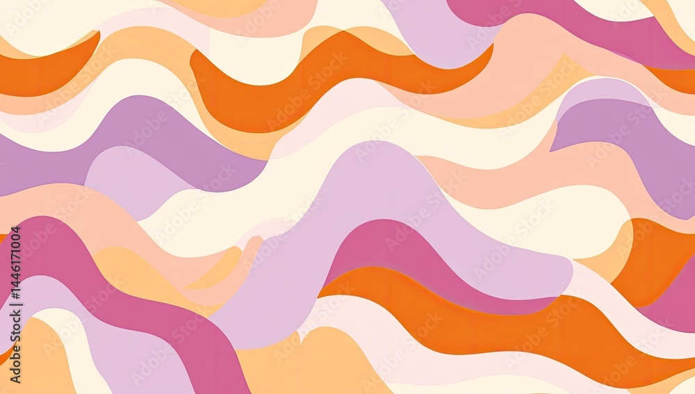 Poster abstract wavy background with soft pastel colors. layered, fluid shapes create a flowing visual effe
