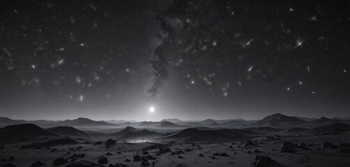 Fototapeta premium Inky black sky, countless diamond-like stars scattered across the vast expanse , dark matter, cosmic