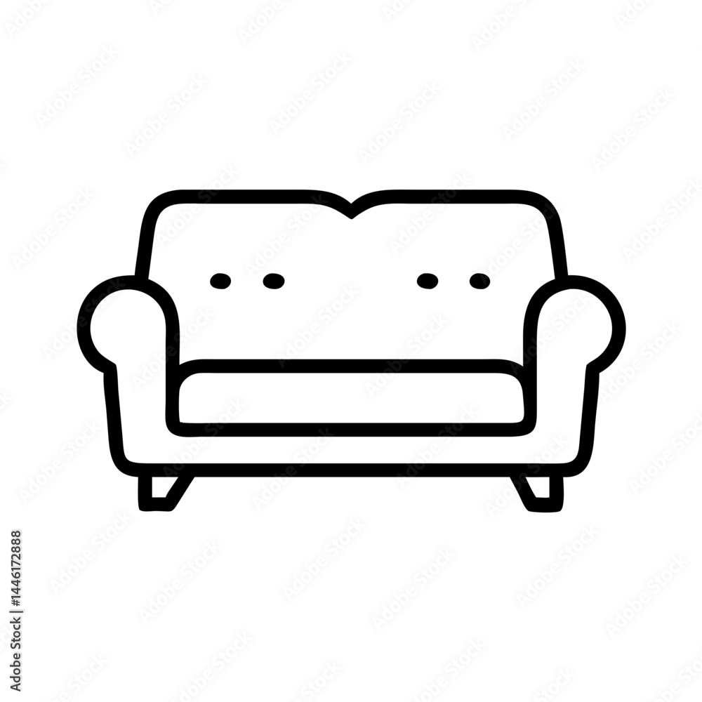 Poster sofa furniture vector drawing on transparent background for web and graphic design