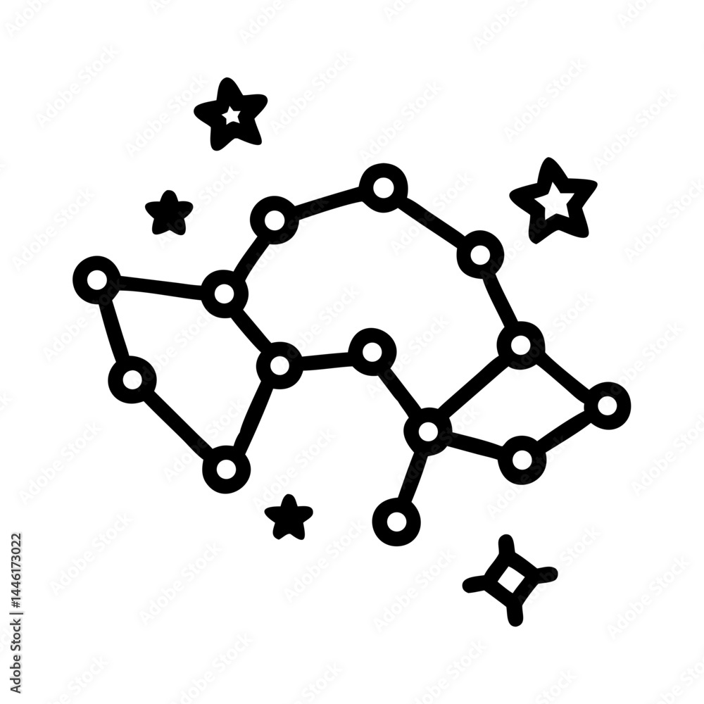 Poster star constellation vector on transparent background for web and graphic design