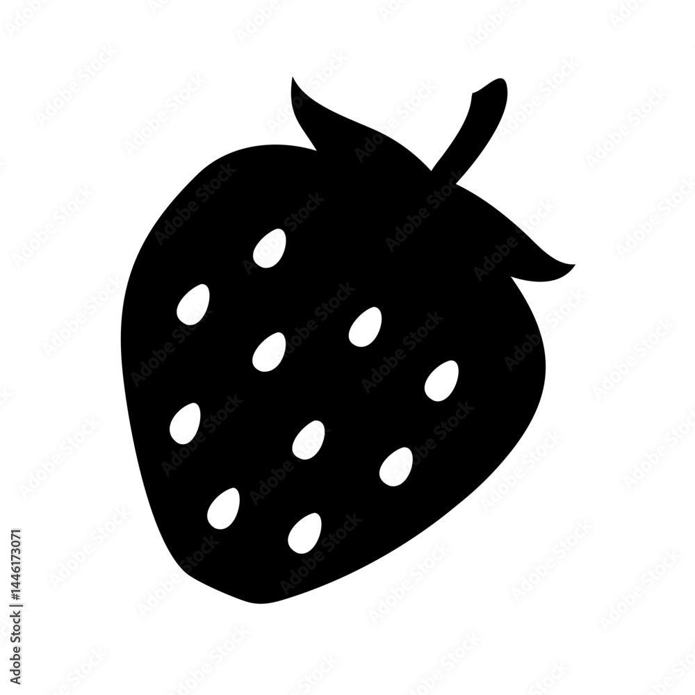 Poster strawberry silhouette design on transparent background for web and graphic design