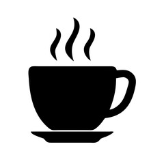 steaming cup possibly coffee or cocoa silhouette on transparent background for web and graphic design