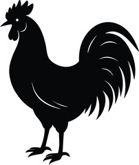 silhouette of a rooster standing tall on white 