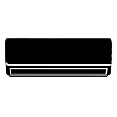 Black and white minimalist illustration of a modern split system air conditioner