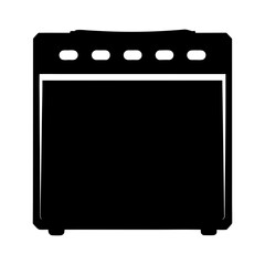 Simple Black and White Illustration of a Classic Guitar Amplifier