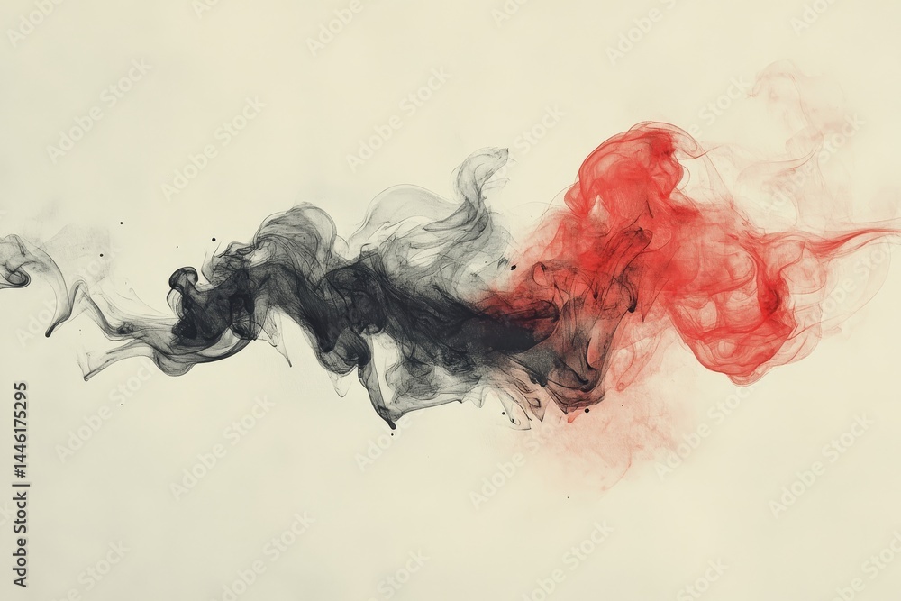 Poster abstract ink flow - swirling black and red ink creates a dynamic abstract design. perfect for backgr