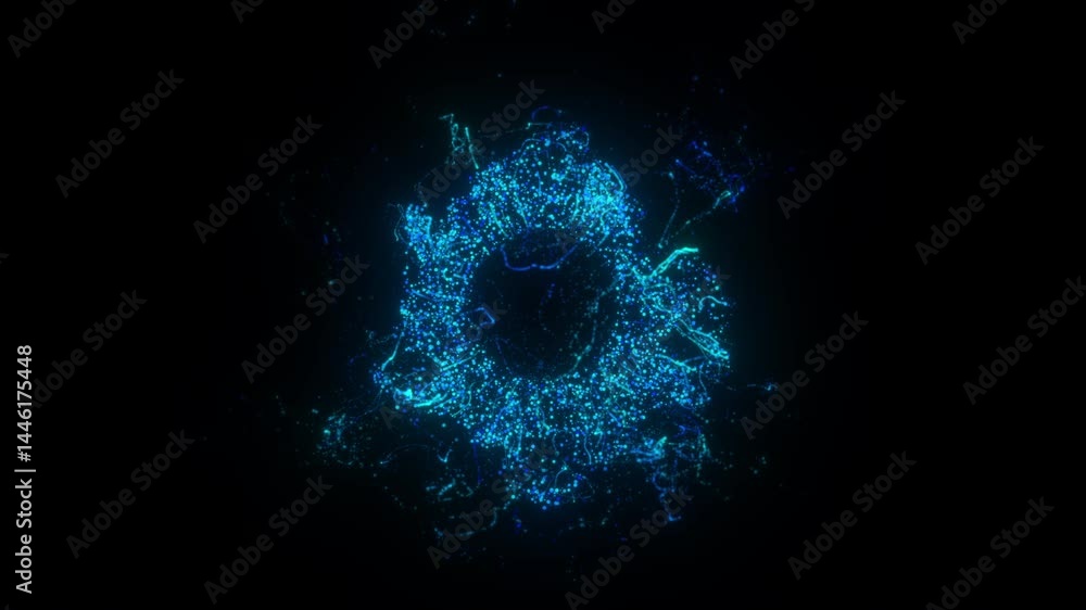 Poster 4k explosion of blue bokeh lights. holiday motion background. glowing particle abstract. 2160p 60fps