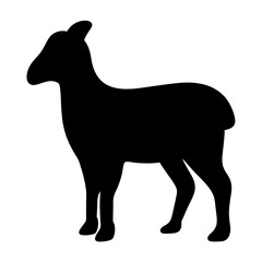 Simple silhouette of a standing mouflon, a wild sheep with horns