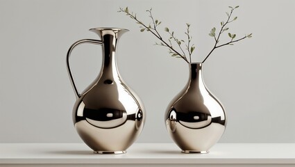 Minimalist Metallic Vases with Elegant Branches - Modern Home Decor